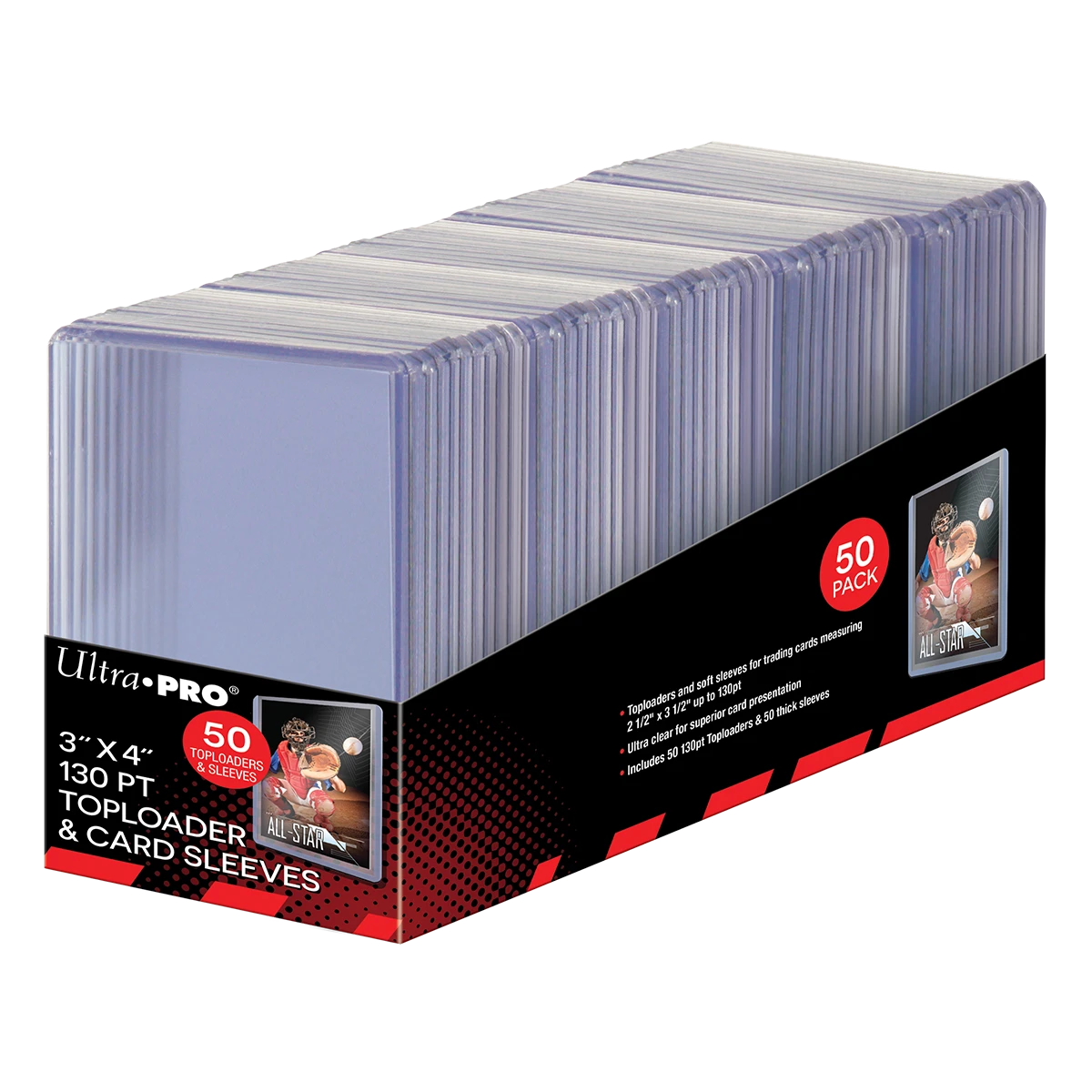 Ultra Pro 3" X 4" Super Thick 130pt Toploaders & Thick Card Sleeves Combo (50ct) For Standard Size Cards