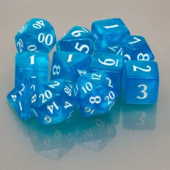 Ultra Pro Eclipse Acrylic RPG Dice Set (11ct) -Ultra Pro 15563 Eclipse 11 Dice SkyBLue spread