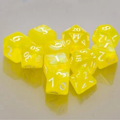Ultra Pro Eclipse Acrylic RPG Dice Set (11ct) -Ultra Pro 15568 Eclipse 11 Dice LemonYellow spread