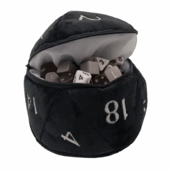 Ultra Pro D20 Plush Dice Bag -Ultra Pro 15680 Dice D20 Plush Pouch Black Open Dice