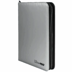 Ultra PRO 9-Pocket Zippered PRO-Binder: Silver Made With Fire Resistant Materials -Ultra Pro 15945 9Pkt ZipPB FireResist Angle