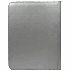 Ultra PRO 9-Pocket Zippered PRO-Binder: Silver Made With Fire Resistant Materials -Ultra Pro 15945 9Pkt ZipPB FireResist Back
