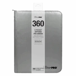 Ultra PRO 9-Pocket Zippered PRO-Binder: Silver Made With Fire Resistant Materials -Ultra Pro 15945 9Pkt ZipPB FireResist Front wPkg