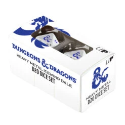 Ultra Pro Heavy Metal Icewind D20 Dice Set (2ct) For Dungeons & Dragons -Ultra Pro 18354 Pkg D D D20 White Blue Angle 2