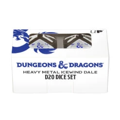 Ultra Pro Heavy Metal Icewind D20 Dice Set (2ct) For Dungeons & Dragons -Ultra Pro 18354 Pkg D D D20 White Blue Front 2