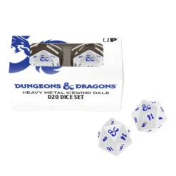 Ultra Pro Heavy Metal Icewind D20 Dice Set (2ct) For Dungeons & Dragons -Ultra Pro 18354 Pkg Dice D D D20 White Blue Front 2