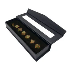 Ultra Pro Heavy Metal Feywild Copper And Green RPG Dice Set (7ct) For Dungeons & Dragons -Ultra Pro 18781 D D HeavyMetal RPG DiceSet Feywild LeftOpen30