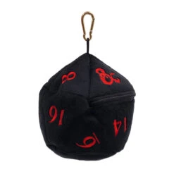 Ultra Pro D20 Plush Dice Bag For Dungeons & Dragons -Ultra Pro 18786 Plush D D Black and Red Dice Pouch Left