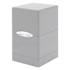 Ultra Pro Metallic Satin Tower Deck Box -Ultra Pro 84850 Metallic SatinTower Silver Angle