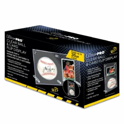 Ultra Pro Baseball & Card (35PT) Clear Flip Display Case -Ultra Pro 85445 AW12220 Display Acrylic BallAndCardFlip PKG close