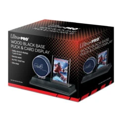 Ultra Pro Hockey Puck & Card Wood Display Holder -Ultra Pro 85911 AW11176 Display Puck Card Black Matte