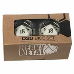 Ultra Pro Heavy Metal Dice: D20 White W/Black Numbers (2ct)